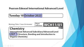 Unit 1 October 2023  AS Chemistry Edexcel  Dr Hanaa Assil [upl. by Oiramed472]