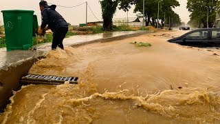 Clearing a Clogged Flash Flood Drain to Ward off Destruction [upl. by Saleem]