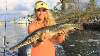 Unexpected amp RARE CATCH Freshwater Fish Caught in Saltwater Canal Inshore Fishing [upl. by Moscow197]