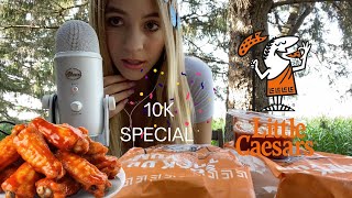 ASMR Wings from Little Caesars  10K QampA [upl. by Gwenora]