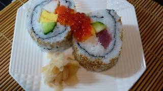 How to Make Bento Sushi Insideout rolled sushi お寿司の作り方 うら巻き寿司 [upl. by Gervase]