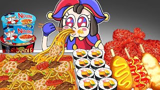 ASMR Mukbang  Pomni Cooking Fried Chicken And Fire Noodles  The amazing DIGITAL CIRCUS Animation [upl. by Knobloch]