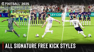 eFootball 2025  All Signature Free Kick Styles [upl. by Ahselat]