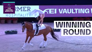 Manon Moutinho 🇫🇷 takes crown first time ever  Winning Round  FEI Vaulting World Cup™ Final 2022 [upl. by Darcey]