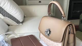 New Coach Parker Top Handle with Tea Rose Sand TaupeSilverUnboxing [upl. by Rex]