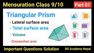 Prism conceptformula  LSA and TSA of Prism  Class 9 Math  Important Questions  prism [upl. by Vittoria234]