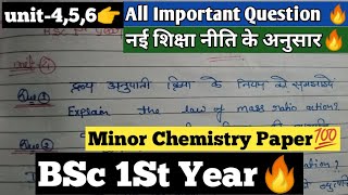 👉All Important Question 🔥BSc 1st Year Minor Chemistry 💯Unit 1 23 Chemistry 2Nd Paper NEP [upl. by Tut372]