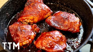 How to make Baked BBQ Chicken Thighs  Easy Cooking [upl. by Anifad]