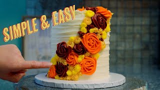 Another Simple and Easy Thanksgiving Cake  Fall Cake Decorating [upl. by Bullis]