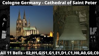 Cologne Cathedral Kölner Dom  Plenum of 11 Bells The Sound of Each Bell amp All Bells Ringing 🔔 [upl. by Tirzah]