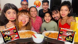 3X Spicy Ramen Noodles Challenge  Family Edition  Rowhi Rai [upl. by Warden354]