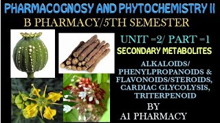 ALKALOIDSPHENYLPROPANOIDS ampFLAVONOIDSSTEROIDS CARDIAC GLYCOLYSIS TRITERPENOID [upl. by Michiko518]