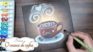 ☕Pictura pentru Incepatori  Tutorial Arta Ceasca de Cafea  Lectie pictura [upl. by Nnyleak]