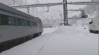 SBB Trains in the wintertime at Goeschenen Gotthardnorthtunnel Part 3 [upl. by Assiroc]