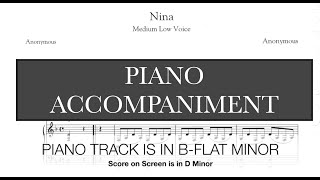 Nina GB Pergolesi  Bflat Minor Piano Accompaniment  Karaoke  Subscriber Request [upl. by Howlond314]