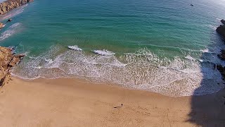 Beautiful Porthcurno Beach from the Air [upl. by Falcone]