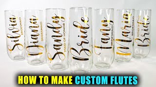 DIY PERSONALIZED NAME CHAMPAGNE FLUTES  Lucykiins [upl. by Ahset888]