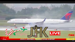 🔴LIVE RAIN ACTION at KJFK AIRPORT  John F Kennedy International  Live Plane Spotting [upl. by Ennovyhs25]