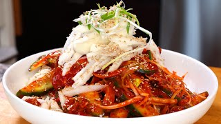 Korean spicy whelks with noodles Golbaengimuchim 골뱅이무침 [upl. by Ennael878]