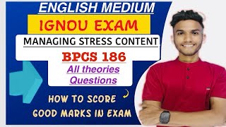 BPCS 186  MANAGING STRESS ENGLISH  IMPORTANT QUESTION IGNOU WALA LIVE ignou [upl. by Ynttirb]