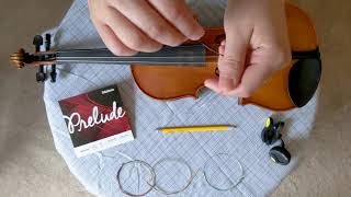 How to Replace a String on a Violin amp Tune Using Pegs Fine Tuners amp Clip on TunerWardBrodt Music [upl. by Macfadyn]