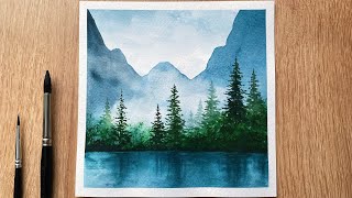 Watercolor Painting Tutorial  Misty Scenery  Easy Watercolor Painting For Beginners [upl. by Kyd]