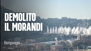 Ponte Morandi Genova lo slowmotion video al rallentatore della demolizione e della esplosione [upl. by Noreht]