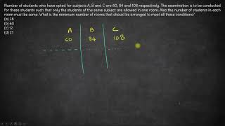 Students opt for subjects A B and C are 60 84 amp 108  Number  CAT 1998 Quant Solution  PYQs [upl. by Frager186]