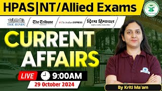 Himachal Daily Current Affairs Quiz amp MCQ 29th October 2024  HPASAlliedNT Current Affairs 2024 [upl. by Cordy312]