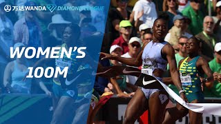 Shericka Jackson storms to 100m victory in Eugene final  Wanda Diamond League 2023 [upl. by Ames]