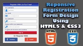 Responsive Registration Form Design Using HTML5 amp CSS3  Web Design Tutorial  Register Page Design [upl. by Ynehpets]