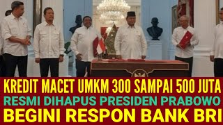 NOMINAL KREDIT MACET 300 SAMPAI 500 DIHAPUS PRABOWO  BEGINI TANGGAPAN BRI [upl. by Hussein170]