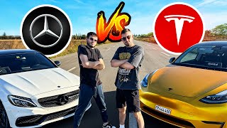 TESLA MODEL Y PERFORMANCE VS MERCEDES C63 AMG [upl. by Sirah]