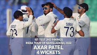 Axar Patels 4 Wickets Against Bangladesh  2nd Innings  1st Test  India tour of Bangladesh 2022 [upl. by Derfnam921]