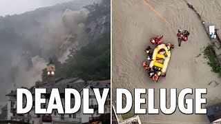 Apocalyptic flooding devastates northern Italy and Switzerland killing 7 as hundreds evacuated [upl. by Thistle]