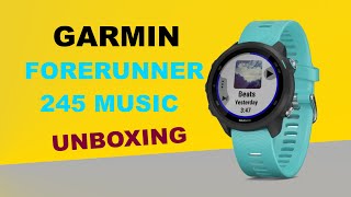 Garmin Forerunner 245 Music Aqua Unboxing HD 0100212032 [upl. by Hnirt]