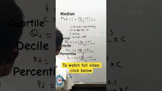 Formula of Median Quartile Decile Percentile for group data statistics [upl. by Kcinnay]