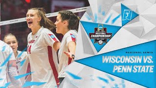 Wisconsin vs Penn State 2022 NCAA volleyball regional semis highlights [upl. by Elleval769]