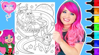 Coloring Kimmi The Clown Christmas Coloring Book  Santas Sleigh Coloring Page  Ohuhu Art Markers [upl. by Oicnanev]