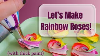 Rainbow Rose Tutorial Making 3D Paint Flowers with Acrylic Paint [upl. by Attej231]