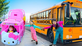 Jannie and Ellie Learn School Bus Rules with Friends and Other Funny Videos for Kids [upl. by Kumagai]