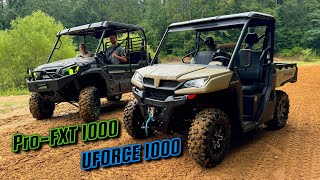 2024 CFMOTO UFORCE 1000 vs Kawasaki Mule Pro FXT 1000 LE Trail Riding [upl. by Gnilrad483]