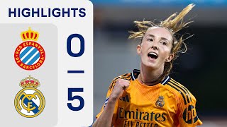 RCD ESPANYOL 0  5 REAL MADRID CF  RESUMEN LIGA F [upl. by Alleyn]