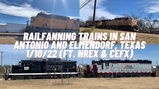 RaIlfanning Trains In San Antonio And Elmendorf Texas 11022 Ft NREX amp CEFX [upl. by Borg]