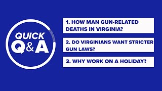 Gunrelated deaths in Virginia Stricter gun laws Work on a holiday [upl. by Saunder545]