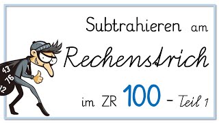 Teil 1 Subtrahieren am Rechenstrich  Wiederholung Zehnereinerzahl minus Einerzahl [upl. by Nollie]