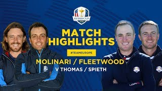 Fleetwood amp Molinari vs Thomas amp Spieth  Ryder Cup Friday Foursomes Highlights [upl. by Ramedlaw]