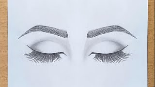 How to draw Closed Eyes for beginners step by step [upl. by Nehtan]