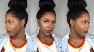 How I Put My 130 Density Full Lace Wig Kinky Straight Human Hair From SoWigs In A Bun [upl. by Vincents]