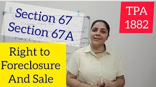 Section 67 and 67A Right to Foreclosure and Sale  Transfer of Property Act 1882 tpa1882 [upl. by Fredericka]